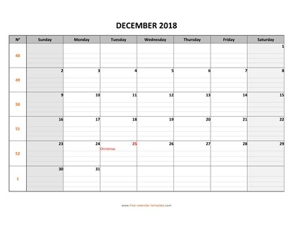 december 2018 calendar daygrid horizontal
