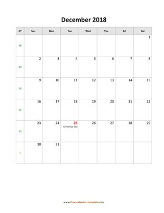 december 2018 calendar holidays vertical