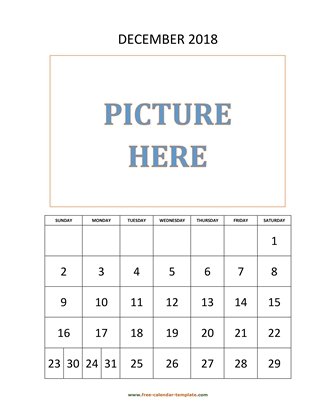 december 2018 calendar picture vertical
