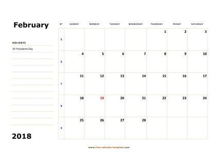 february 2018 calendar boxnotes horizontal