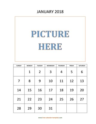 january 2018 calendar picture vertical