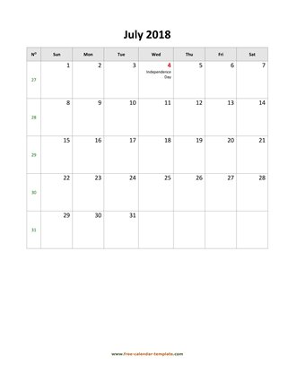 july 2018 calendar holidays vertical