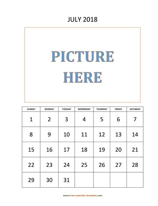 july 2018 calendar picture vertical