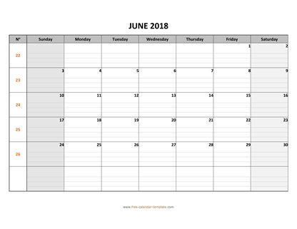 june 2018 calendar daygrid horizontal