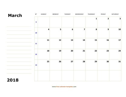 march 2018 calendar boxnotes horizontal