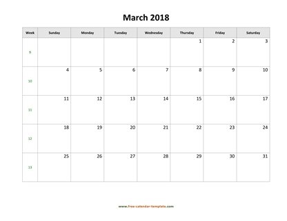 march 2018 calendar holidays horizontal