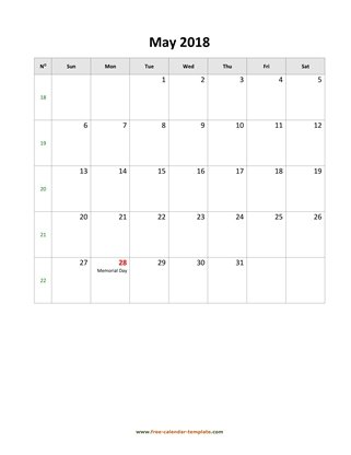 may 2018 calendar holidays vertical