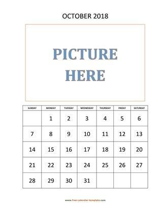 october 2018 calendar picture vertical