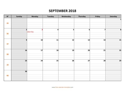 september 2018 calendar daygrid horizontal