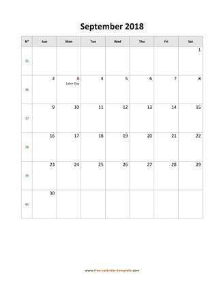 september 2018 calendar holidays vertical