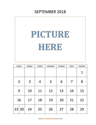 september 2018 calendar picture vertical