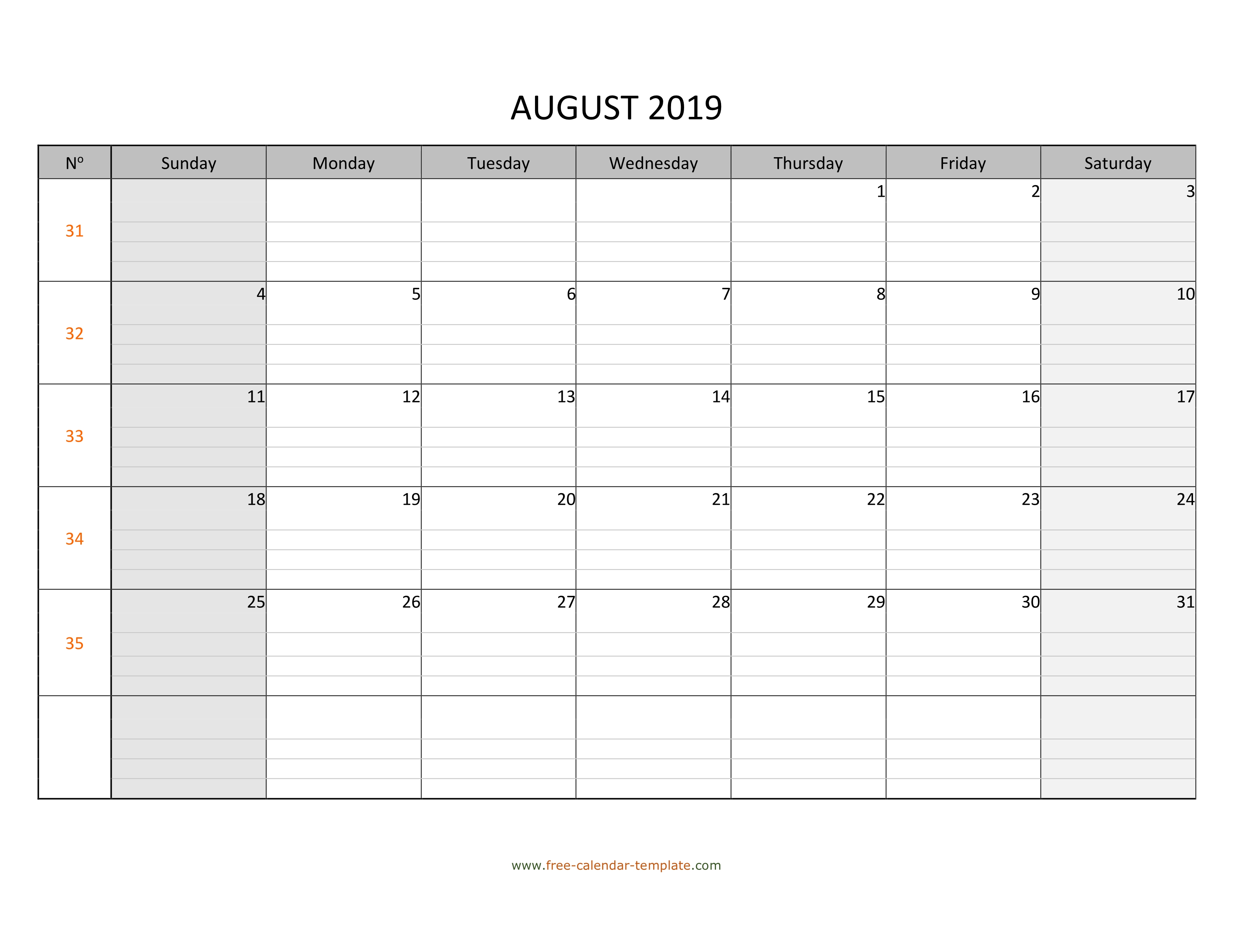 Superb Printable Aug Calendar