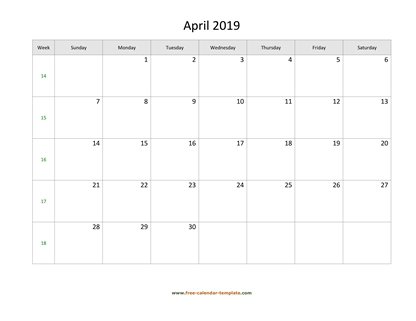 april 2019 calendar holidays horizontal