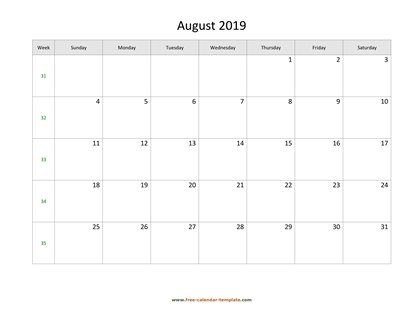 august 2019 calendar holidays horizontal