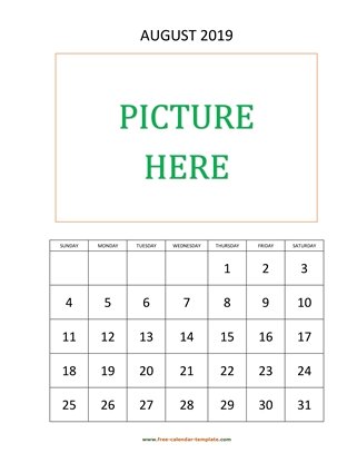 august 2019 calendar picture vertical