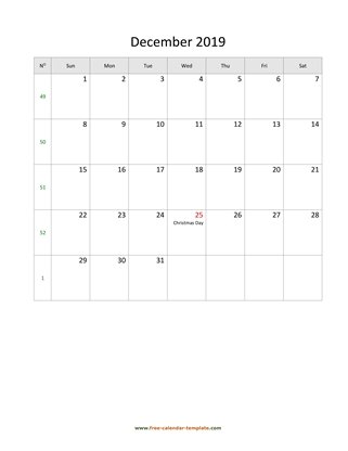 december 2019 calendar holidays vertical