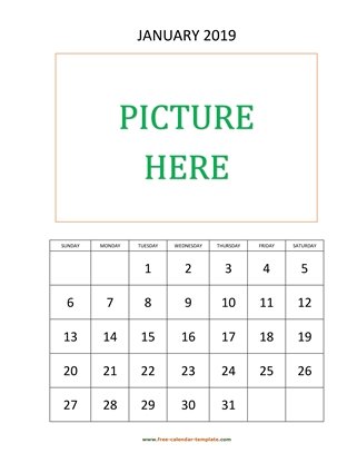 january 2019 calendar picture vertical