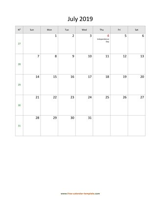 july 2019 calendar holidays vertical