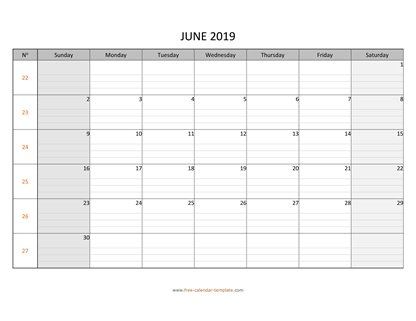 june 2019 calendar daygrid horizontal