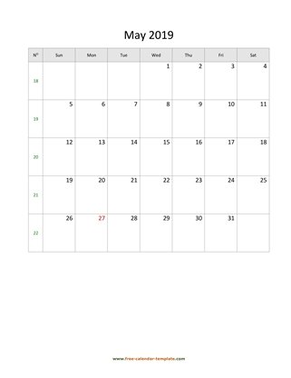may 2019 calendar simple vertical