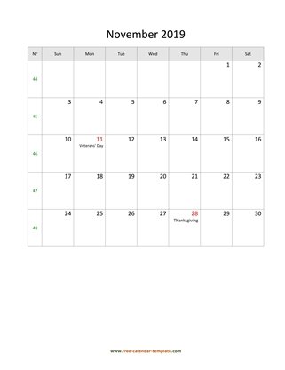 november 2019 calendar holidays vertical
