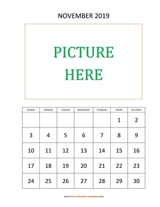 november 2019 calendar picture vertical