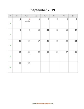september 2019 calendar holidays vertical