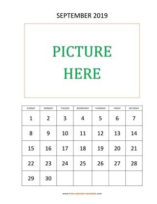 september 2019 calendar picture vertical