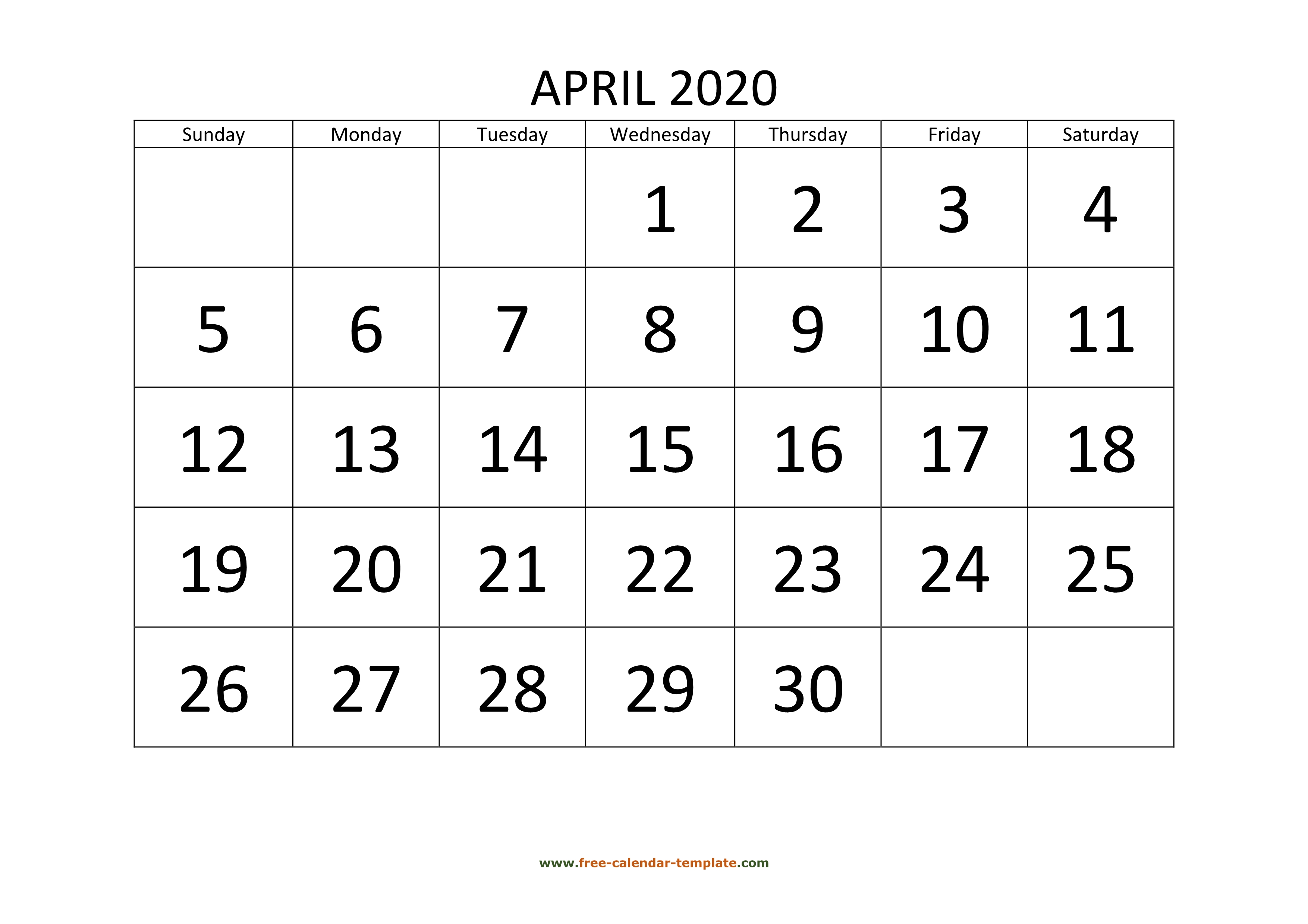 April Calendar Template from www.free-calendar-template.com