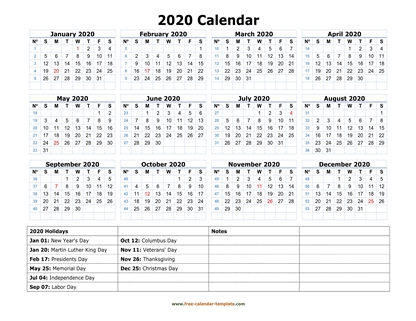 2021 Yearly Calendar Printable One Page