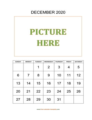 december 2020 calendar picture vertical