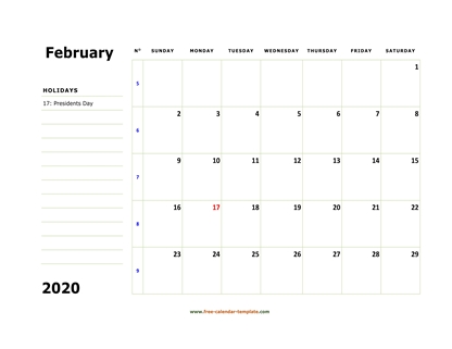february 2020 calendar boxnotes horizontal