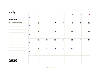july 2020 calendar boxnotes horizontal