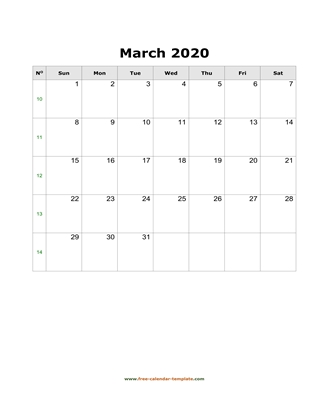 march 2020 calendar holidays vertical