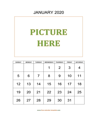monthly 2020 calendar picture vertical