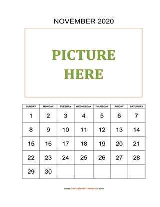 november 2020 calendar picture vertical