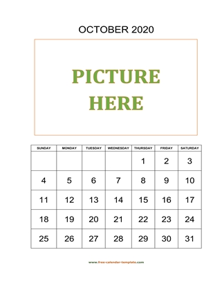 october 2020 calendar picture vertical