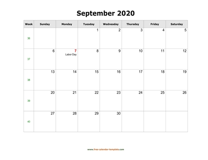 september 2020 calendar holidays horizontal