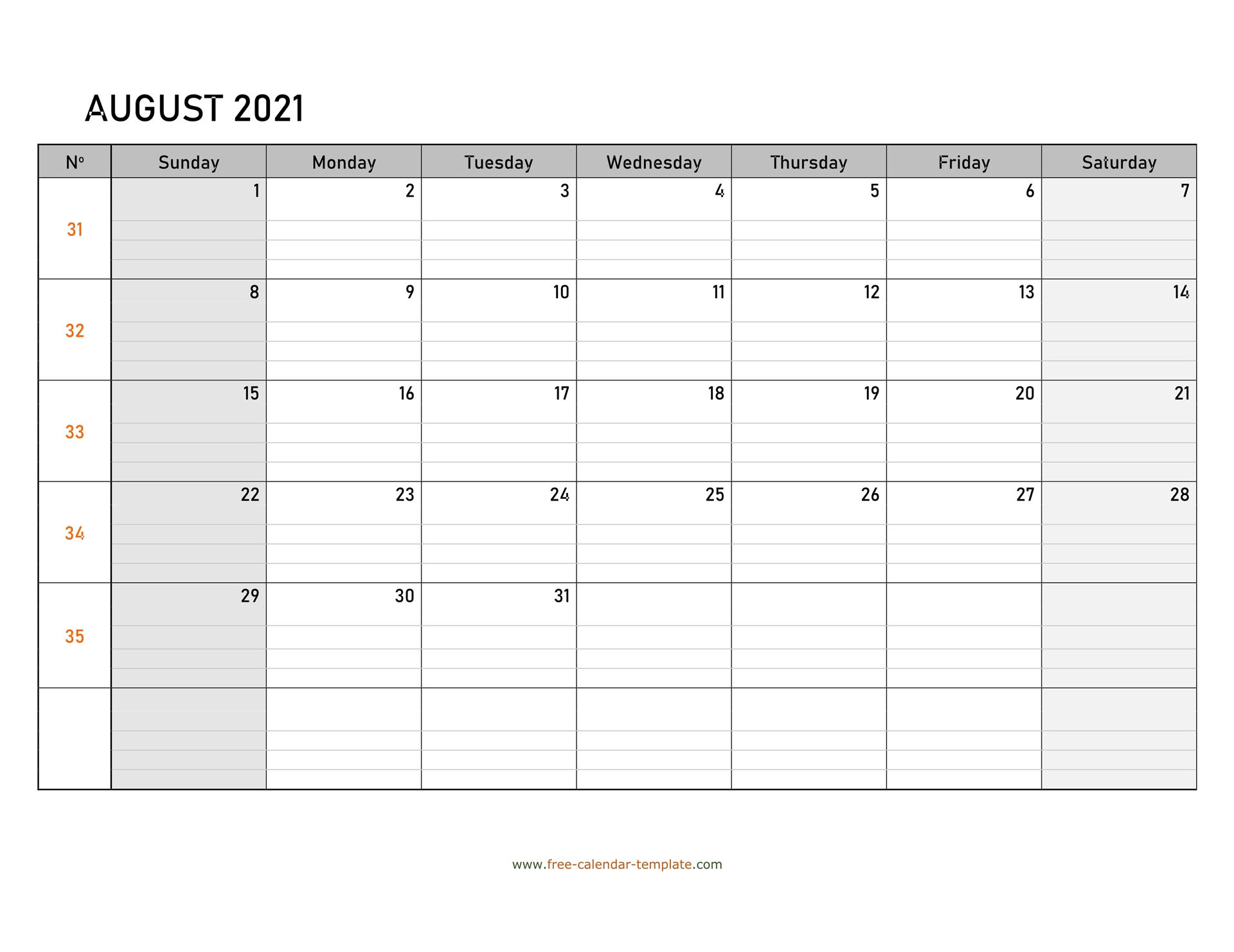 august 2021 calendar free printable with grid lines designed horizontal free calendar template com