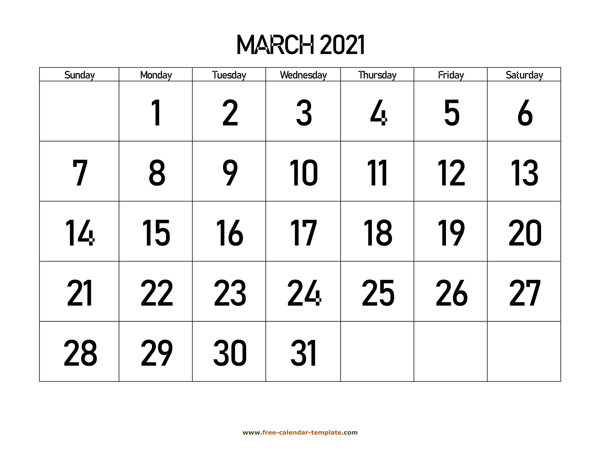 march 2021 free calendar tempplate free calendar template com