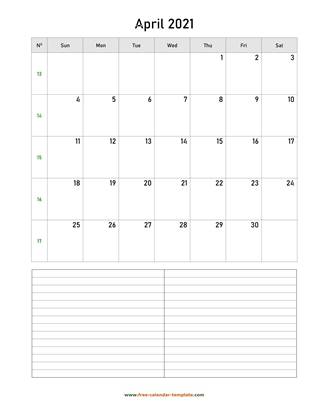 april 2021 calendar notes vertical