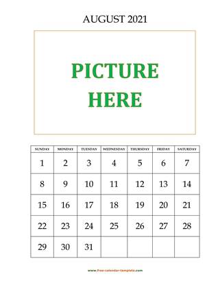 august 2021 calendar picture vertical