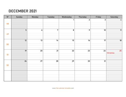 december 2021 calendar daygrid horizontal