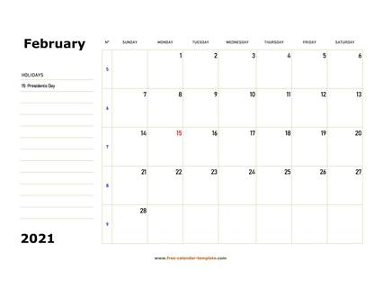 february 2021 calendar boxnotes horizontal