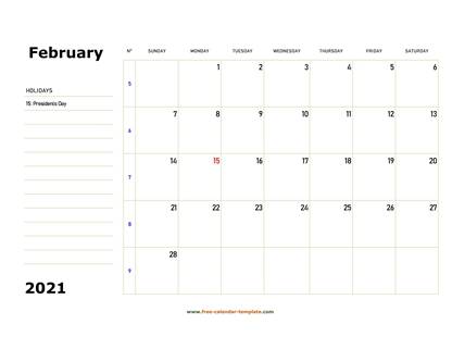 View Printable Calendar February 2021 With Holidays Pictures