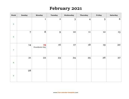 february 2021 calendar holidays horizontal
