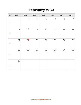 february 2021 calendar holidays vertical