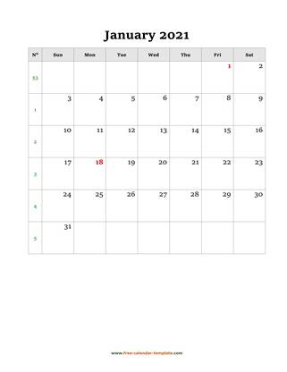 january 2021 calendar holidays vertical