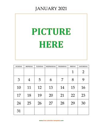 january 2021 calendar picture vertical