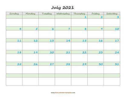 july 2021 calendar daycolored horizontal